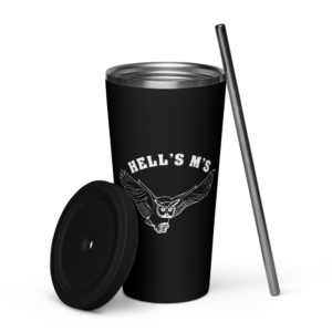 Tumbler with straw and HELL's M's logo